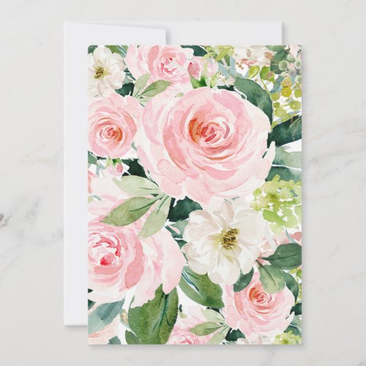 Roze Floral Baby Shower Invitaties Kaart (Achterkant)