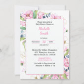 Roze, Floral Baby Shower Invitaties Kaart (Voorkant)