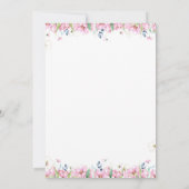 Roze, Floral Baby Shower Invitaties Kaart (Achterkant)