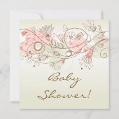 Roze   Floral Baby Shower Invitaties Kaart (Achterkant)