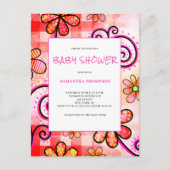Roze Floral Baby shower Invitation Briefkaart (Voorkant)