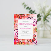 Roze Floral Baby shower Invitation Briefkaart (Staand voorkant)