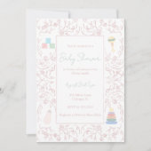 Roze Floral Baby shower Kaart (Voorkant)
