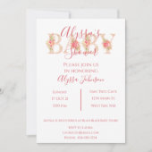 Roze Floral Baby shower Kaart (Voorkant)