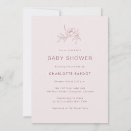 Roze Floral Baby shower Kaart