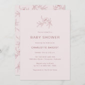 Roze Floral Baby shower Kaart (Voorkant / Achterkant)