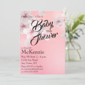 Roze Floral Baby shower Kaart (Staand voorkant)