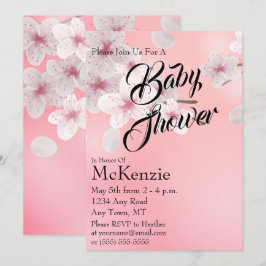 Roze Floral Baby shower Kaart