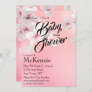 Roze Floral Baby shower Kaart