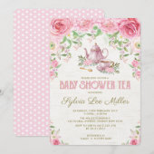 Roze Floral Baby shower Kitchen Tea Party nodigt u Kaart