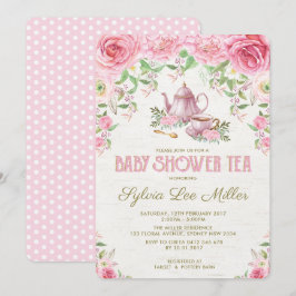 Roze Floral Baby shower Kitchen Tea Party nodigt u Kaart