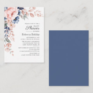 Roze Floral Baby shower Modern Bloom Notitiekaartje