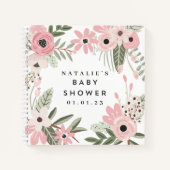  Roze Floral Baby shower Spiral Guest Book Notitieboek (Voorkant)