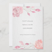 Roze Floral Baby shower Tea Party Invitation Kaart (Achterkant)