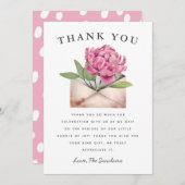 Roze Floral Baby shower van Mail Quarantine Bedankkaart (Voorkant / Achterkant)