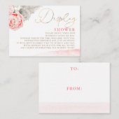 Roze Floral Baby shower - Weergaveschower Informatiekaartje (Voorkant / Achterkant)