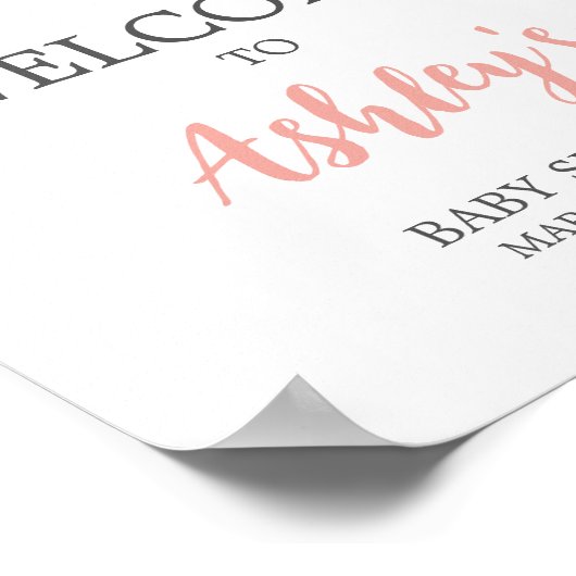 Roze Floral Baby shower Welkom Poster (Hoek)