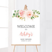Roze Floral Baby shower Welkom Poster