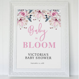 Roze Floral Baby shower Welkom Poster