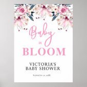 Roze Floral Baby shower Welkom Poster (Voorkant)