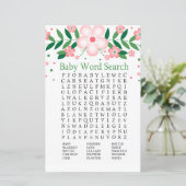 Roze Floral Baby shower Word Search Game (Staand voorkant)