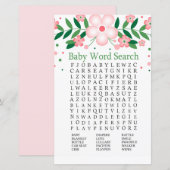 Roze Floral Baby shower Word Search Game (Voorkant / Achterkant)