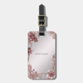 Roze  Floral Bagagelabel (Voorkant verticaal)