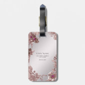 Roze  Floral Bagagelabel (Achterkant verticaal)