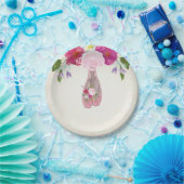 Roze Floral Ballerina First Birthday 7" Bord (Feest)