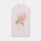 Roze Floral ballon Eerste verjaardag Dank u Label Cadeaulabel (Achterkant)