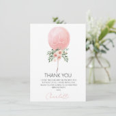 Roze Floral ballon Eerste verjaardag Hartelijk dan Kaart (Staand voorkant)