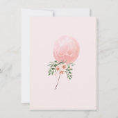 Roze Floral ballon Eerste verjaardag Hartelijk dan Kaart (Achterkant)