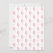 Roze Floral Balloons 1e eerste uitnodiging van de  (Achterkant)