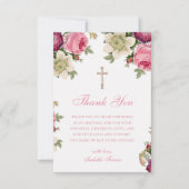 Roze Floral | Baptisme - Hartelijk dank Bedankkaart (Voorkant)