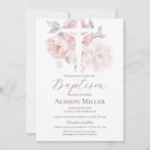 Roze Floral Baptisme Kaart (Voorkant)