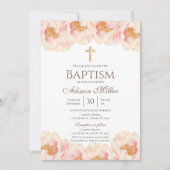 Roze Floral Baptisme Kaart (Voorkant)