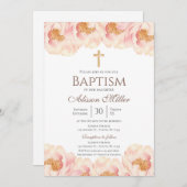 Roze Floral Baptisme Kaart (Voorkant / Achterkant)