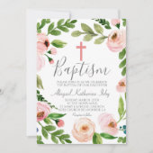 Roze Floral Baptisme Kaart (Voorkant)