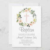 Roze Floral Baptisme Kaart (Voorkant)