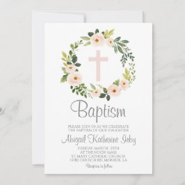 Roze Floral Baptisme Kaart