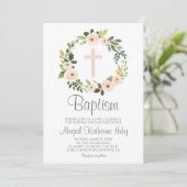 Roze Floral Baptisme Kaart (Staand voorkant)