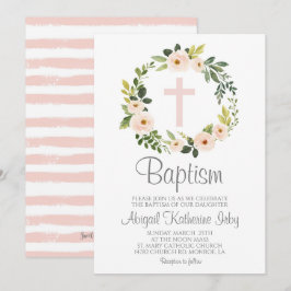 Roze Floral Baptisme Kaart