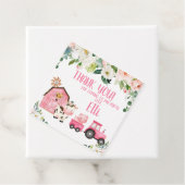 Roze Floral Barn Tractor Boerderij Birthday Label (In situ)