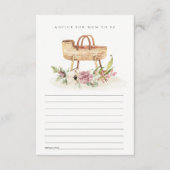 Roze Floral Bassinet Advice voor ma Baby shower Informatiekaartje (Voorkant)