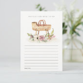 Roze Floral Bassinet Advice voor ma Baby shower Informatiekaartje (Staand voorkant)