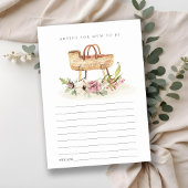 Roze Floral Bassinet Advice voor ma Baby shower Informatiekaartje