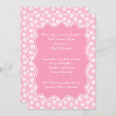 Roze Floral Bat Mitzvah Kaart (Voorkant / Achterkant)