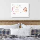 Roze Floral BAUTIZO Baptisme Bijbel Verse Foto Gir Canvas Afdruk (Insitu (Slaapkamer))