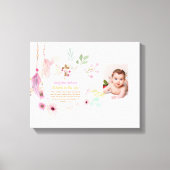 Roze Floral BAUTIZO Baptisme Bijbel Verse Foto Gir Canvas Afdruk (Voorkant)