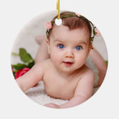 Roze Floral BAUTIZO Baptisme Bijbel Verse Foto Gir Keramisch Ornament (Achterkant)